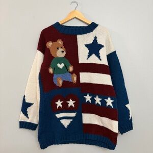 Vtg Marsh Landing Teddy Bear Sweater